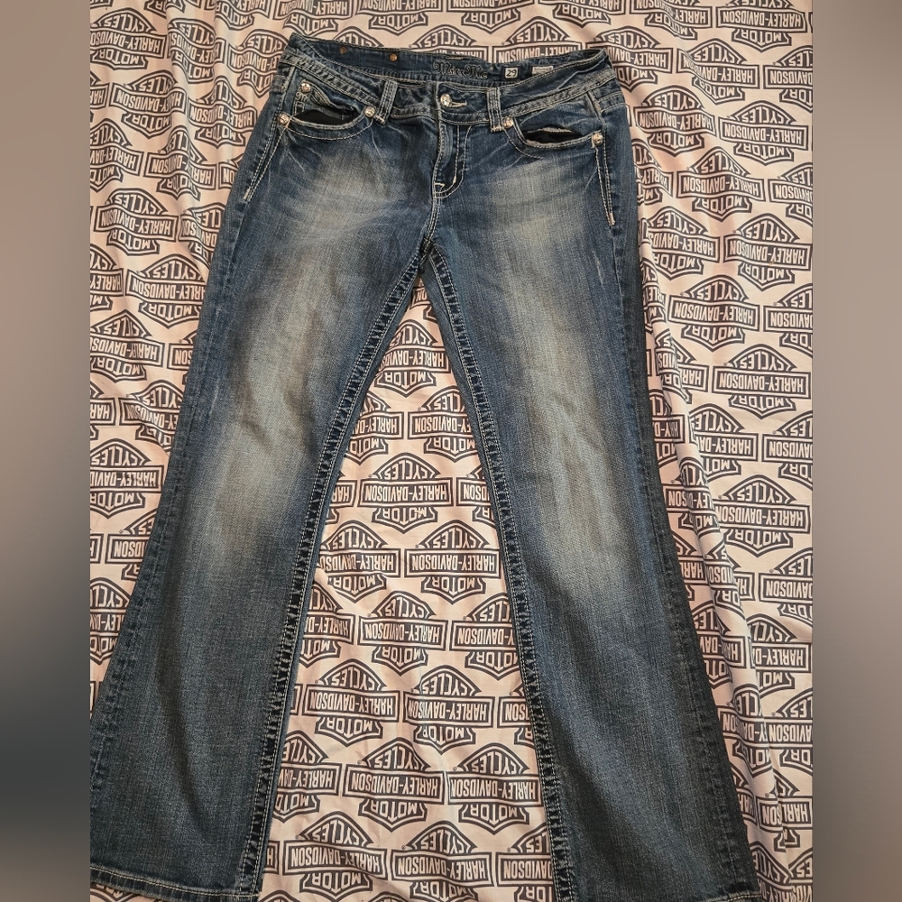 Miss Me Embellished Pockets Jeans Women's Denim Blue Size 29x31